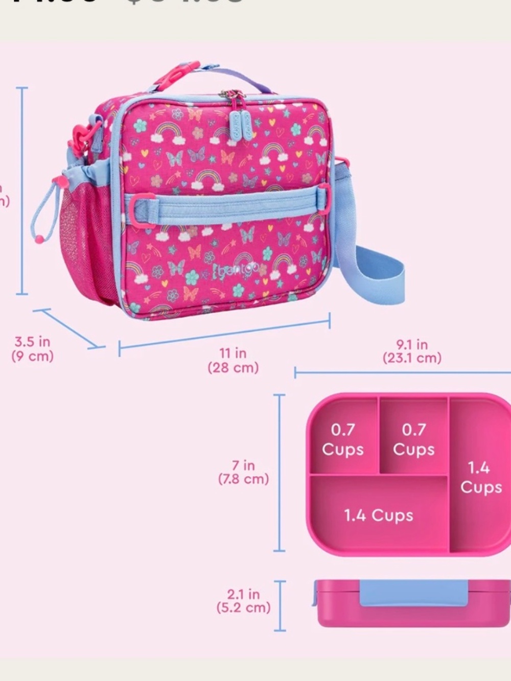 🦋Bentgo Kids Snap & Go 2-Piece Lunch Set - Butterflies & Rainbows🦋 - Picture 2 of 7
